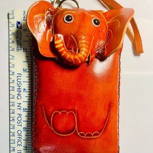 Handmade Orange Leather Elephant Handbag